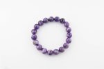 Amethyst 12-13Mm Polished Round Beads On 10" Length Elastic Beaded Bracelet From Brazil
