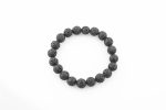 LAVA 12-13MM POLISHED ROUND BEADS ON 10" LENGTH ELASTIC BEADED BRACELET FROM HAWAII