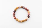 Mookaite Jasper 12-13Mm Polished Round Beads On 9-10" Length Elastic Beaded Bracelet From Australia