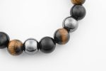 Obsidian, Tiger'S Eye & Hematite 12-13Mm Polished Round Beads On 10" Elastic Beaded Bracelet - Image 3