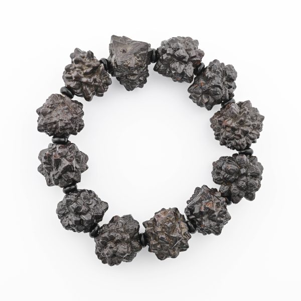 PROPHECY STONE (SEEKER STONE) 19-23MM POLISHED ROUND BEADS ON 10" LENGTH ELASTIC BEADED BRACELET FROM EGYPT