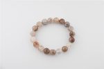 Rutliated Quartz 11-13Mm Polished Round Beads On 9.5-10" Length Elastic Beaded Bracelet From Brazil