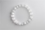 Selenite (Satin Spar) 12-13Mm Polished Round Beads On 10" Length Elastic Beaded Bracelet From Morocco