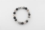 Black Tourmalinated Quartz (Schlor) 12-13Mm Polished Round Beads On 10" Length Elastic Beaded Bracelet From Brazil