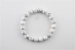 White Howlite 12Mm Polished Round Beads On 10" Length Elastic Beaded Bracelet From Ca, Usa