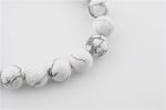 White Howlite 12Mm Polished Round Beads On 10" Length Elastic Beaded Bracelet From Ca, Usa - Image 2