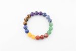 Chakra (Amethyst, Sodalite, Green/Yellow Aventurine, Tiger'S Eye, Lapis, Jasper) 12-13Mm Beads On 10" Elastic Beaded Bracelet