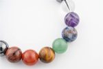 Hematite & Chakra Stones (Q, A, Sdl, Avt, Te, C, Rj) 12-13Mm Polished Round Beads On 10" Length Elastic Beaded Bracelet - Image 3