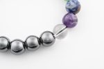 Hematite & Chakra Stones (Q, A, Sdl, Avt, Te, C, Rj) 12-13Mm Polished Round Beads On 10" Length Elastic Beaded Bracelet - Image 4