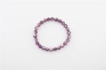 LEPIDOLITE MICA AAA GEM GRADE  6-8MM POLISHED ROUND BEADS ON 8" LENGTH ELASTIC BEADED BRACELET FROM BRAZIL