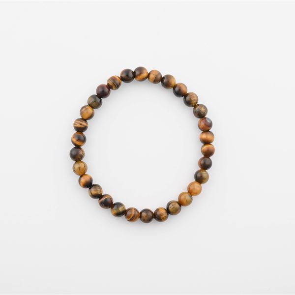 Tiger'S Eye 6-7Mm Polished Round Beads On 7" Length Elastic Beaded Bracelet From Australia
