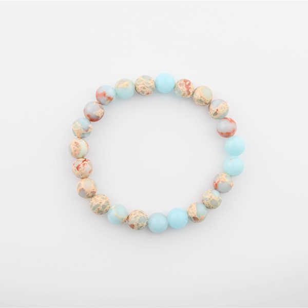 Shoushan Stone 8-9Mm Polished Round Beads On 8" Length Elastic Beaded Bracelet From China