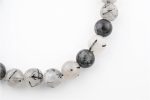 BLACK TOURMALINALTED QUARTZ (SCHLOR) 8-9MM POLISHED ROUND BEADS ON 8" LENGTH ELASTIC BEADED BRACELET FROM BRAZIL - Image 3
