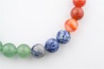 CHAKRA (AMETHYST, DUMORTIERITE, CARNELIAN, SODALITE, AVENTURINE, TIGER'S EYE, JASPER) 8-9MM BEADS ON 8" ELASTIC BEADED BRACELET - Image 4