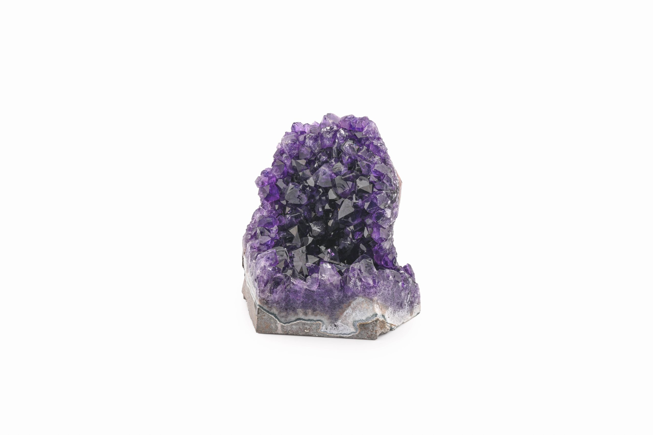 A-CC-18-AMETHYST-CRYSTAL-CLUSTER-PURPLE-MINAS-GERAIS-BRAZIL-RAW-FRONT-BAREFOOT-NATIVE-1.jpg AA AMETHYST CRYSTAL CLUSTER GEODE WITH CUT BASE FROM BRAZIL - Image 1