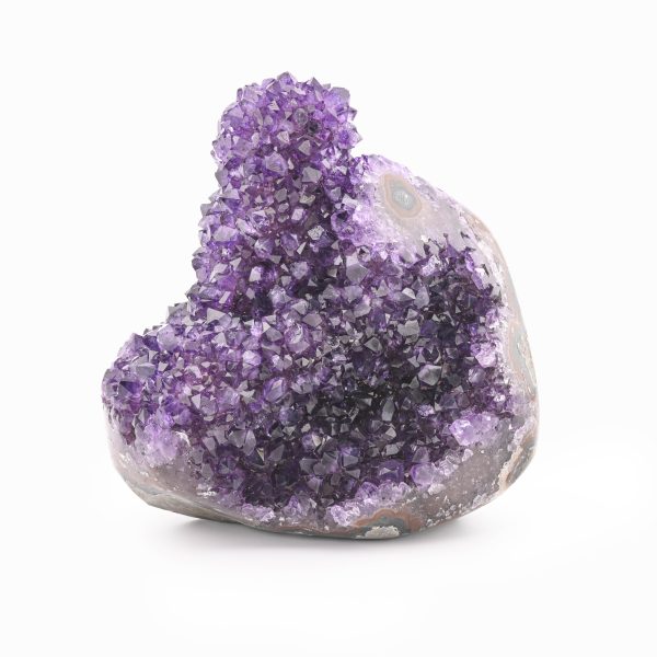 DRUZE BLACK AMETHYST QUARTZ WITH CALCITE CRYSTAL CLUSTER GEODE FROM URUGUAY