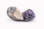 AMETHYST QUARTZ WITH STALAGMITE FLOWER & DRUZE CALITE CRYSTAL CLUSTER GEODE FROM URUGUAY