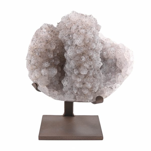 DRUZE AMETHYST WITH GOETHITE QUARTZ CRYSTAL CLUSTER STALAGMITE GEODE ON CUSTOM STAND FROM URUGUAY