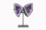 AMETHYST POLISHED DOUBLE WING GEODE CRYSTAL CLUSTER ON CUSTOM STAND FROM BRAZIL