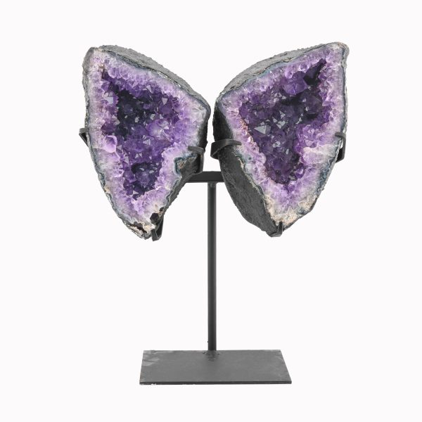AMETHYST POLISHED DOUBLE WING GEODE CRYSTAL CLUSTER ON CUSTOM STAND FROM BRAZIL