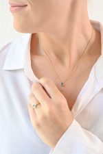 Faceted Stone On 18K Gold Vermeil .925 Ss 15" Necklace Blue Apatite (Madagascar) Pear Stone - Image 3