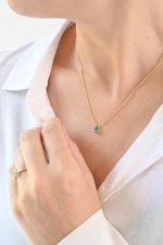 Faceted Stone On 18K Gold Vermeil .925 Ss 15" Necklace Blue Apatite (Madagascar) Pear Stone - Image 5