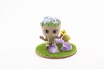Baby Groot With Stone Chips In Resin, 3 Amethyst Points & Assorted Mini Mushroom - Angelite From Peru