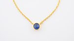 Faceted Stone On 18K Gold Vermeil .925 Ss 15" Necklace Blue Kyanite (Nepal) Brilliant Round Stone