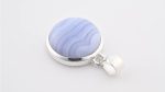 Blue Lace Agate (Namibia) Polished Stone on 0.925 Sterling Silver Pendant - Large Circle Stone - Image 2
