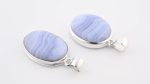Blue Lace Agate (Namibia) Polished Stone on 0.925 Sterling Silver Pendant - Large Oval Stone - Image 2