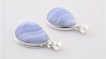 Blue Lace Agate (Namibia) Polished Stone on 0.925 Sterling Silver Pendant - Large Pear Stone - Image 3