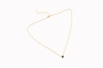 Faceted Stone On 18K Gold Vermeil .925 Ss 15" Necklace Black Spinel (India) Brilliant Round Stone - Image 2