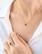 Faceted Stone On 18K Gold Vermeil .925 Ss 15" Necklace Black Opal (Ethiopia) Pear Stone - Image 4