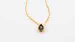 Faceted Stone On 18K Gold Vermeil .925 Ss 15" Necklace Black Opal (Ethiopia) Pear Stone - Image 3