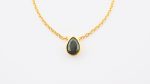Faceted Stone On 18K Gold Vermeil .925 Ss 15" Necklace Black Opal (Ethiopia) Pear Stone