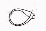 Kingman Turquoise Brown Web Oval Stone On Crimped/Twisted 0.925 S.S. Bolo Tie With 46" Black Leather By Scott Skeets - Navajo - Image 2