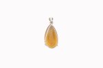 Citrine (Brazil) Large Faceted Pear Stone on 3-Prong 0.925 Sterling Silver Pendant - Image 2
