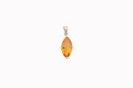 Citrine (Brazil) Large Faceted Marquise Checker Cut Stone on 4-Prong 0.925 Sterling Silver Pendant