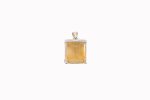 Citrine (Brazil) Extra Large Faceted Square Emerald Cut Stone on 4-Prong 0.925 Sterling Silver Pendant - Image 2