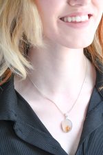 Dendritic Agate (India) Polished Stone on 0.925 Sterling Silver Pendant - Large Horizontal Oval Stone - Image 4
