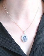 Dendritic Agate (India) Polished Stone on 0.925 Sterling Silver Pendant - Large Oval Stone - Image 4