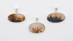 Dendritic Agate (India) Polished Stone on 0.925 Sterling Silver Pendant - Medium Oval Stone