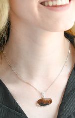 Dendritic Agate (India) Polished Stone on 0.925 Sterling Silver Pendant - Medium Oval Stone - Image 4