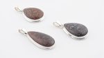 Dinosaur Bone Apatosaurus - 150 Mya (UT, USA) Polished Stone on 0.925 Sterling Silver Pendant - Large Pear Stone - Image 2