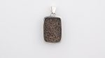 Dinosaur Bone Apatosaurus - 150 Mya (UT, USA) Polished Stone on 0.925 Sterling Silver Pendant - Large Rectangular Stone - Image 4