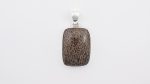 Dinosaur Bone Apatosaurus - 150 Mya (UT, USA) Polished Stone on 0.925 Sterling Silver Pendant - Large Rectangular Stone