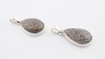 Dinosaur Bone Apatosaurus - 150 Mya (UT, USA) Polished Stone on 0.925 Sterling Silver Pendant - Small Pear Stone - Image 2