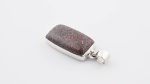 Dinosaur Bone Apatosaurus - 150 Mya (UT, USA) Polished Stone on 0.925 Sterling Silver Pendant - Small Rectangular Stone - Image 3