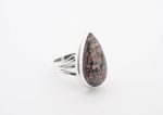 Dinosaur Bone Apatosaurus - 100 Mya (Ut, Usa) Large Polished Stone On 0.925 Sterling Silver Ring Size - 5.75 Pear Stone