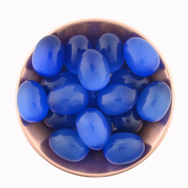 Royal Blue Fiber Optic Cat'S Eye Polished Egg From China